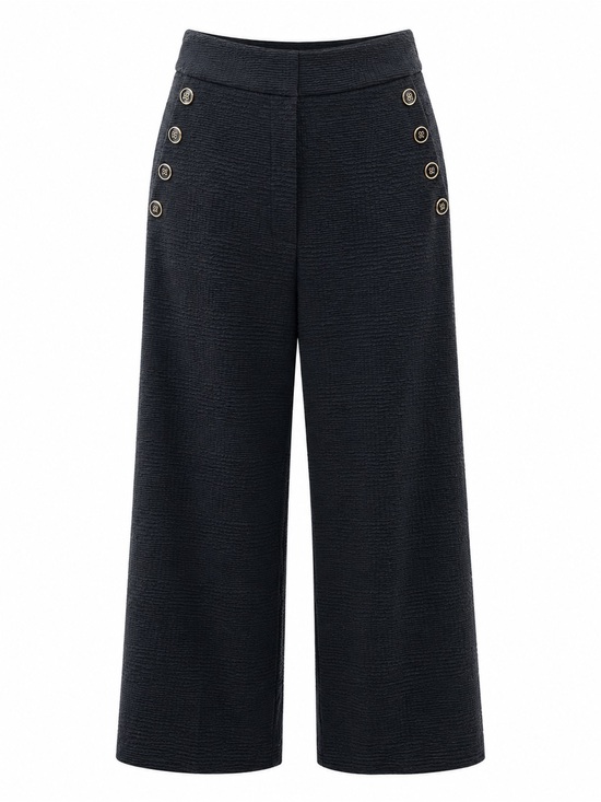 Veronica Beard Pants - Veronica Beard Black Textured Wide-Leg Sailor Pants with Gold Buttons